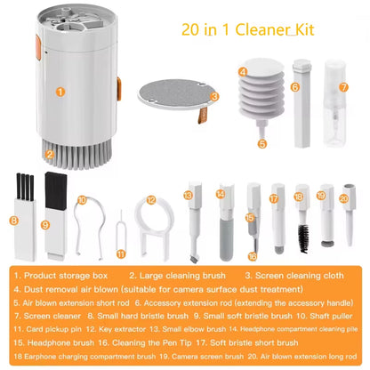 20 in 1/8 in 1 Digital Camera Cleaner Kit Headset Mobile Phone Screen Keyboard Cleaning Tool Set Clean Pen Brush for Airpods Pro