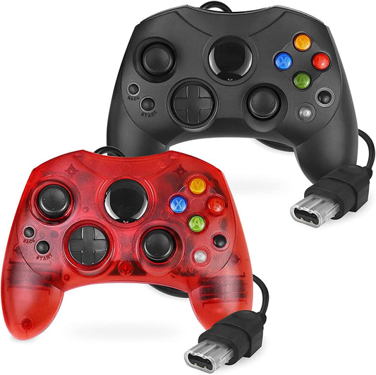 Controller Replacement for Xbox Controller S-Type/Original Xbox Controller,Classic Controller Compatible with Original Xbox Console (Black and Ruby Red)