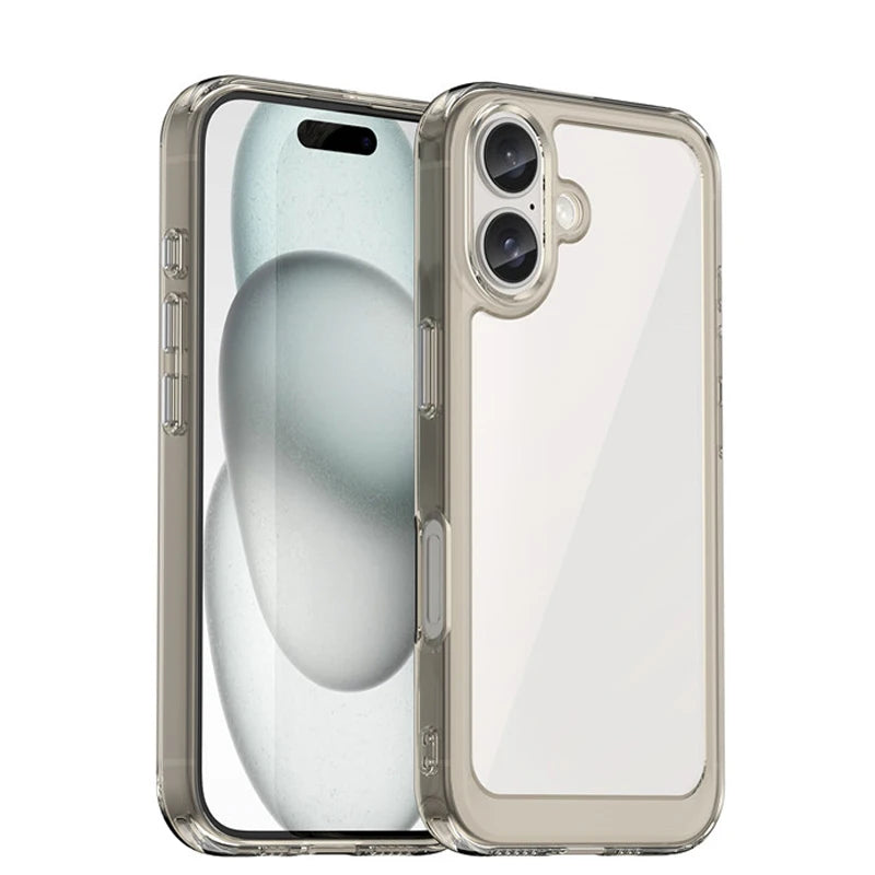 For  16 Case  16 plus Pro Max Cover Luxury Clear PC Shockproof Silicone Protective Phone Back Cover for  16