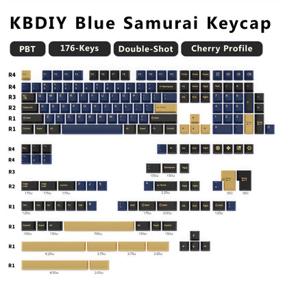 176 Keys/Set Cherry Profile PBT GMK Nautilus Keycaps Double Shot Blue for Mechanical Keyboard Keycap Custom ISO Keys 7U