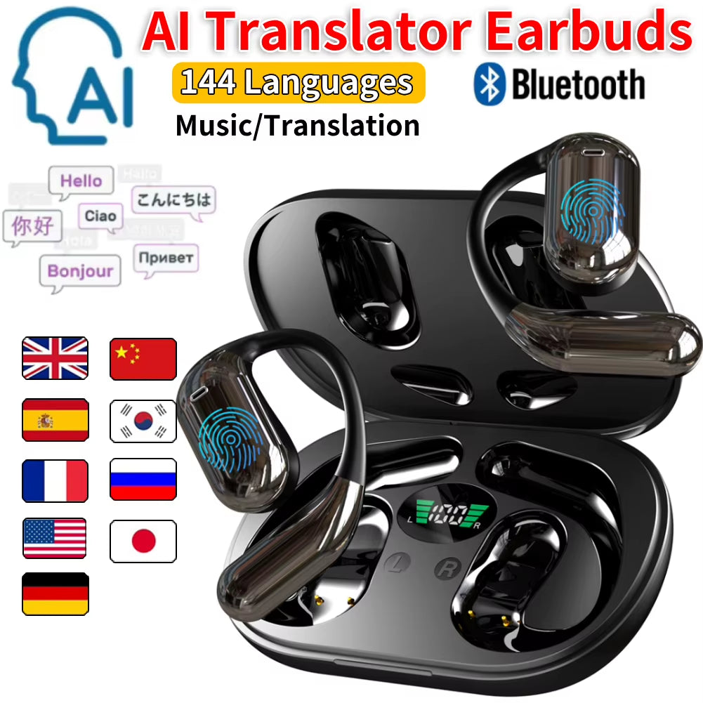 144 Languages Real-Time Translator Earbuds 3 in 1 Translation Earphones Noise Reduction Waterproof Business AI Translator Earbud